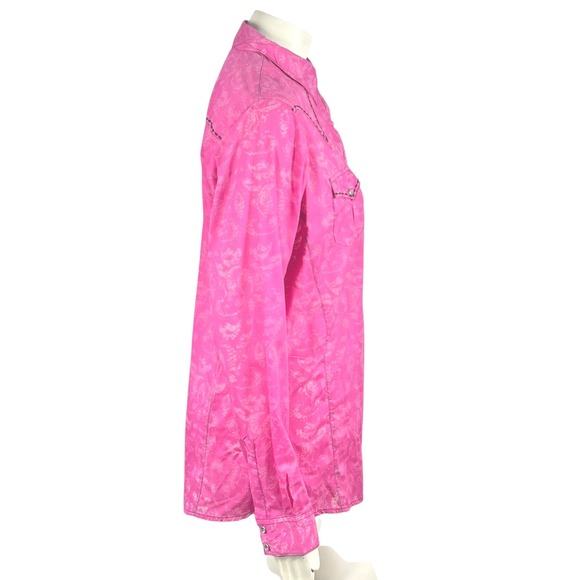 Wrangler Rock 47 Women's Western Cowgirl Shirt Bright Pink Button Down‎ Rodeo XL - Picture 2 of 8